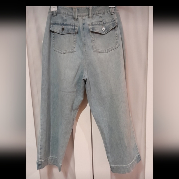 NWT- Earth Sea & Sky - Light blue (indigo) wide leg jean capris, Size 8 - Picture 3 of 7